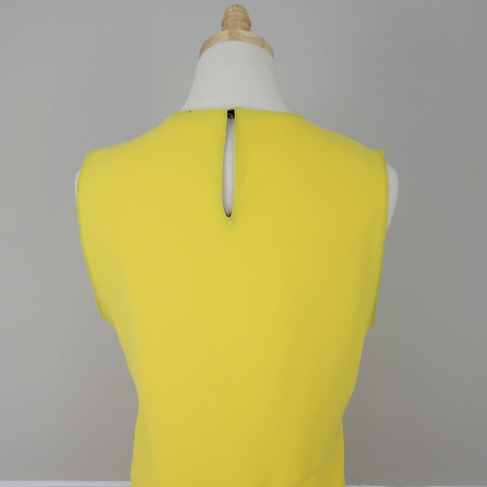 Zara Woman Sleeveless Asynnetric Yellow Crew Neck Top - Picture 4 of 9